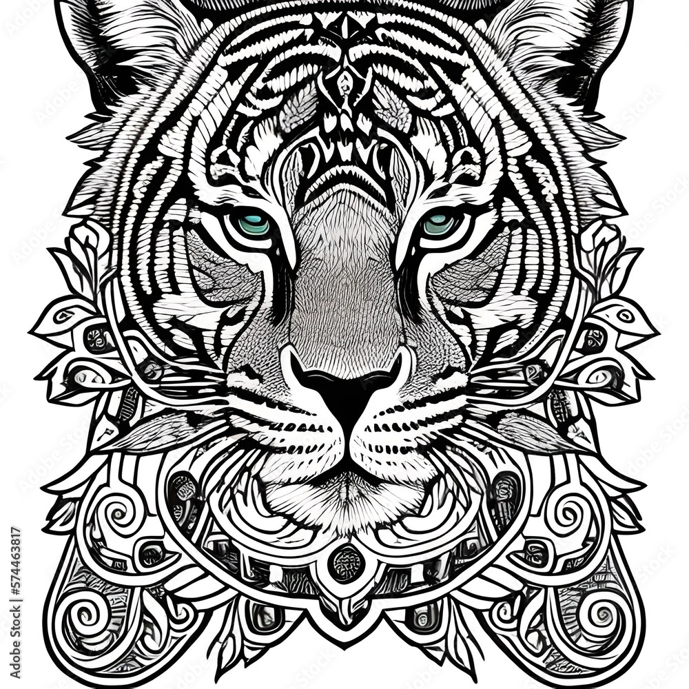 Fototapeta premium a black and white tiger face 