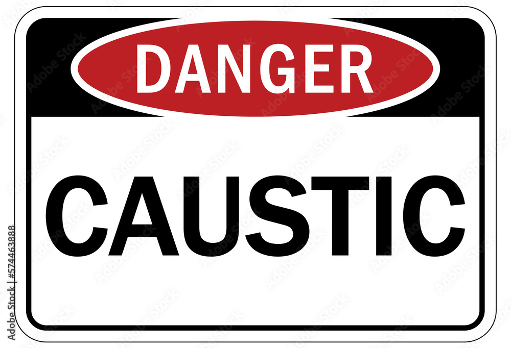 Caustic danger chemical hazard sign and labels Caustic danger chemical hazard sign and labels