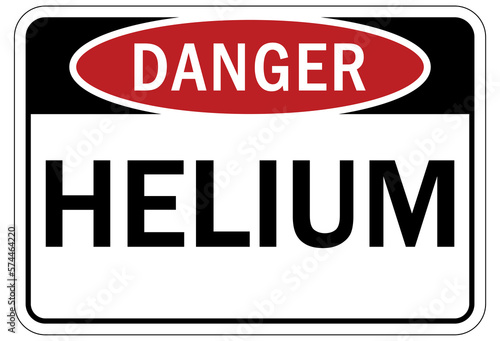 Helium chemical hazard sign and labels