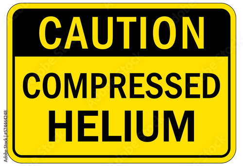 Helium chemical hazard sign and labels compressed helium