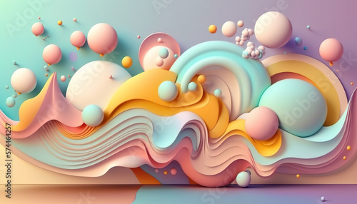 Abstract multicolor liquid effect style background. Psychic waves pastel color tone abstract background. Generative AI © Vagner Castro