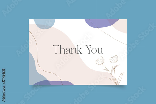 thank you card template design with abstract hand drawn minimalist background