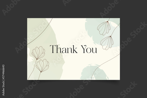 thank you card template design with abstract hand drawn minimalist background