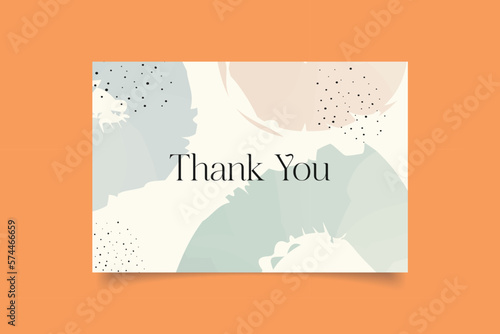 thank you card template design with abstract hand drawn minimalist background
