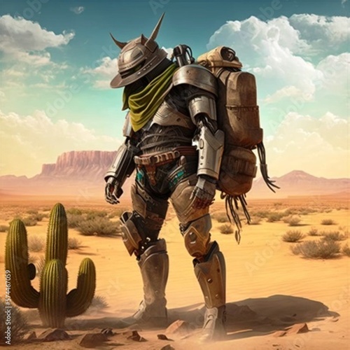 android hunter alone in the desert, Generative AI