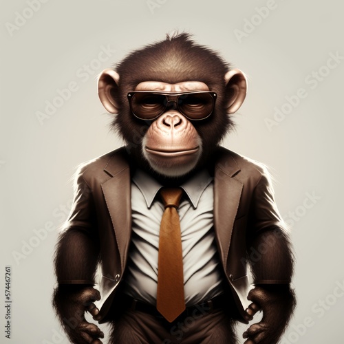 Dapper Monkey: A Suave Primate in Sunglasses and Suit, generative ai