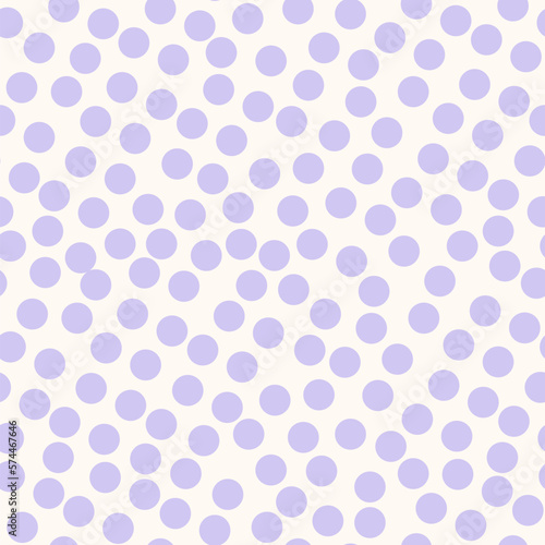 Polka dot vector seamless pattern. Abstract minimal funky texture with small irregular lilac circles on white background. Modern dots ornament pattern. Repeat design for decor, fabric, wrapping, print