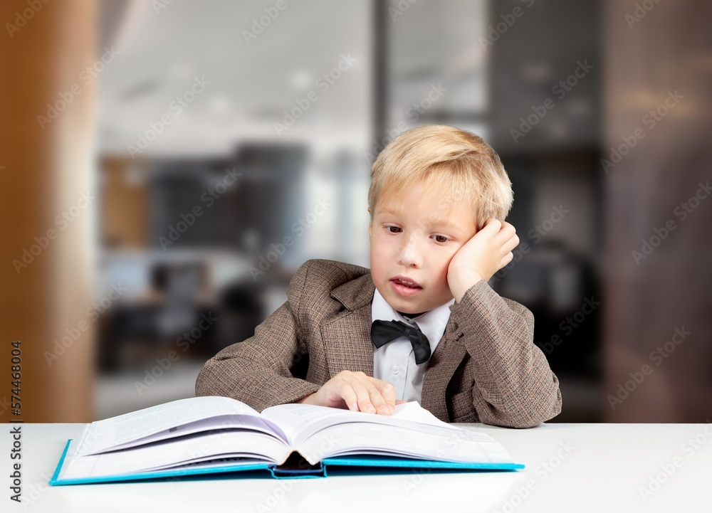 Happy young school children study Happy young school children study