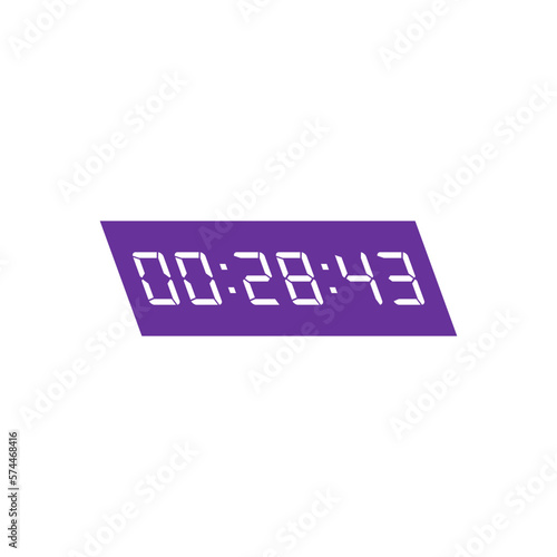 LED digital clock number isolated. Electronic figures for counter or calculator mockup interface design.