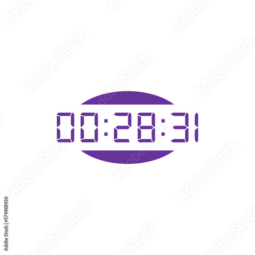 LED digital clock number isolated. Electronic figures for counter or calculator mockup interface design.
