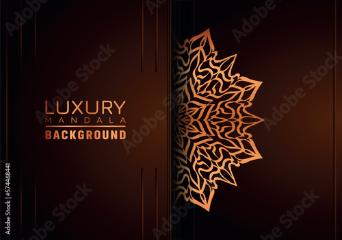 Luxury Mandala Ornamental Background Design With Golden Arabesque Pattern Style. Decorative Mandala Ornament For Print, Brochure, Banner, Cover, Poster, Invitation Card.