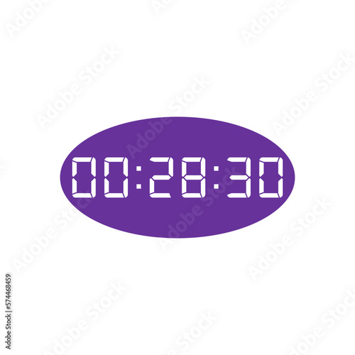LED digital clock number isolated. Electronic figures for counter or calculator mockup interface design.