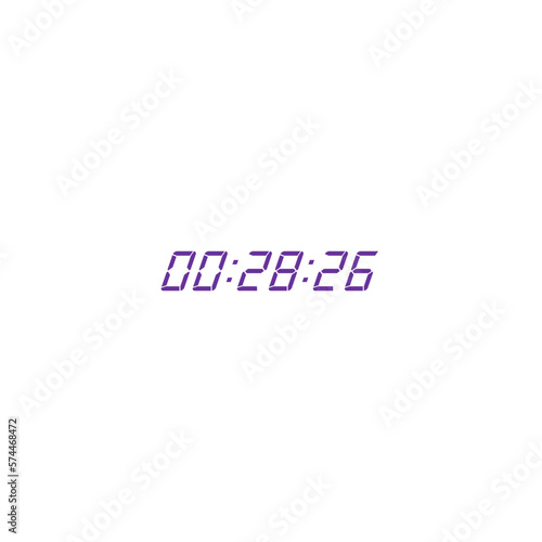 LED digital clock number isolated. Electronic figures for counter or calculator mockup interface design.