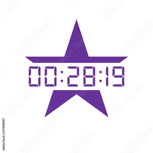 LED digital clock number isolated. Electronic figures for counter or calculator mockup interface design.
