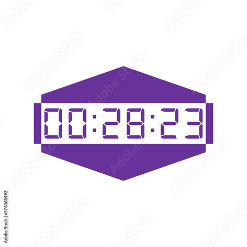 LED digital clock number isolated. Electronic figures for counter or calculator mockup interface design.