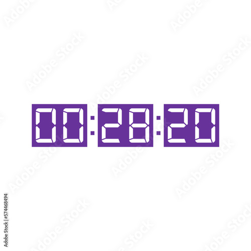 LED digital clock number isolated. Electronic figures for counter or calculator mockup interface design.