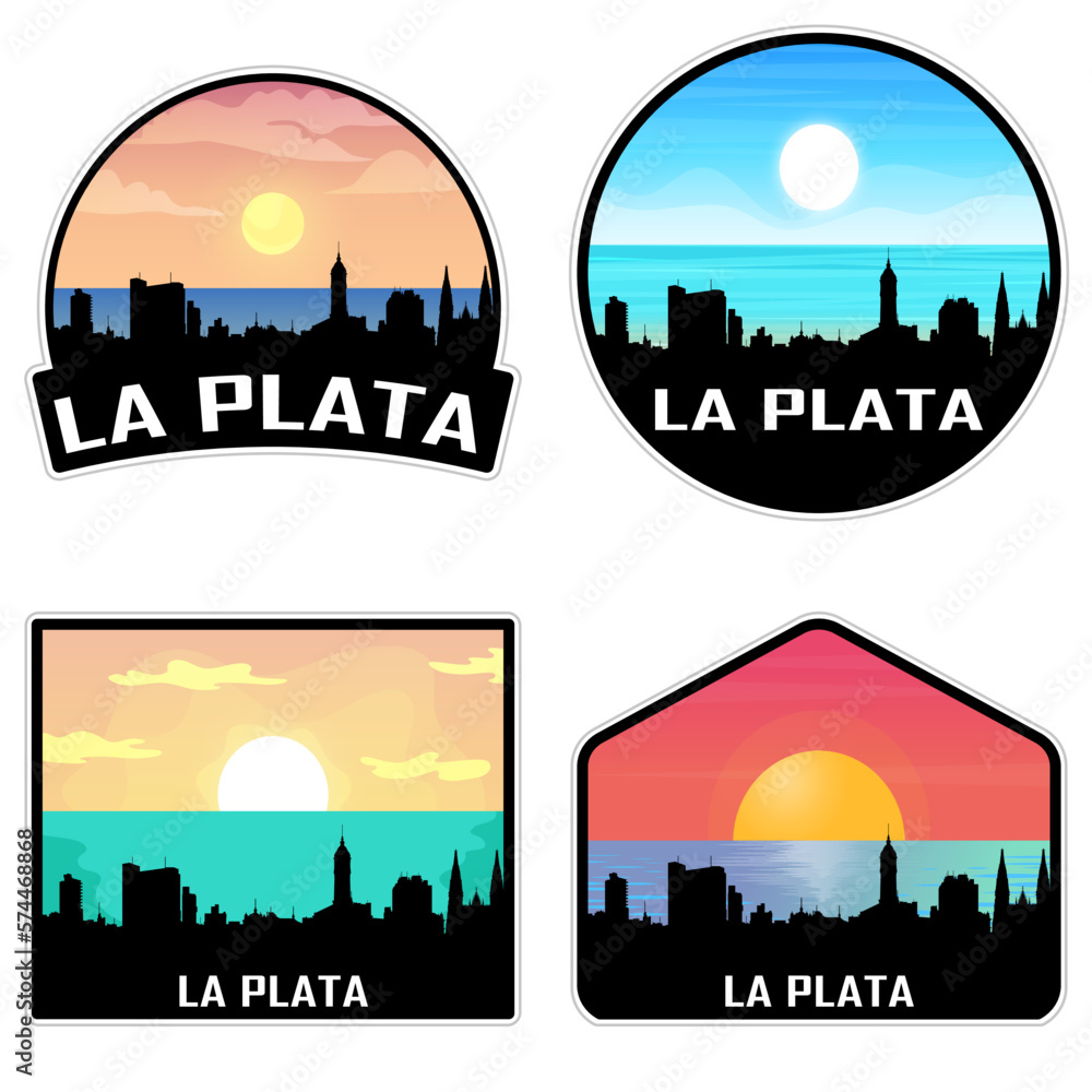 La Plata Argentina Skyline Silhouette Retro Vintage Sunset La Plata Lover Travel Souvenir Sticker Vector Illustration SVG EPS AI