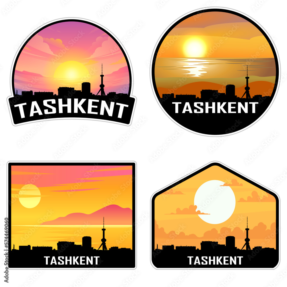 Tashkent Uzbekistan Skyline Silhouette Retro Vintage Sunset Tashkent Lover Travel Souvenir Sticker Vector Illustration SVG EPS AI