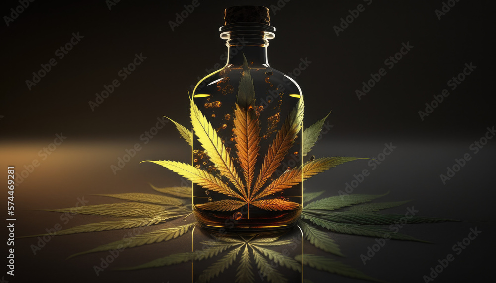 Fototapeta premium Cannabis oli in th bottle create with generative ai