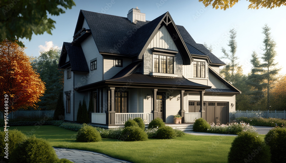 Modern house exterior render Modern house exterior render