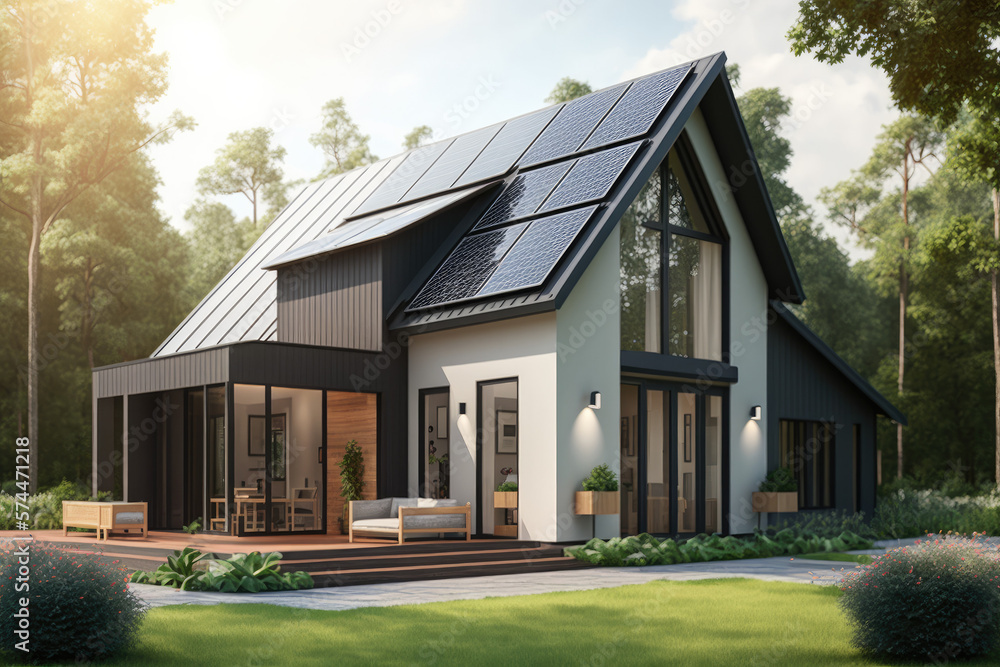Modern house render created with generative ai Modern house render created with generative ai