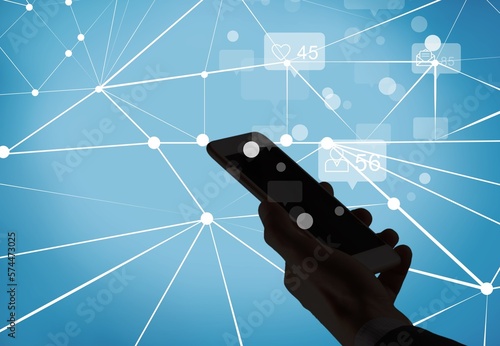 Mobile communication concept. person using a phone