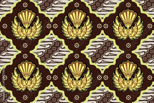 Indonesian Javanese Gurda batik motifs with various patterns of development, both color variations and elements, are exclusive. vector EPS 10 photo