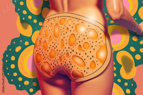 Cellulite in boho style on a colored background, concept of Bohemian and Texture, created with Generative AI technology
