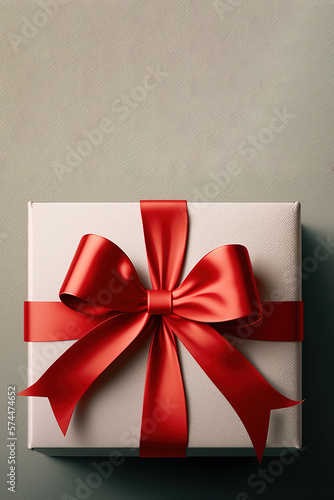 Gift box vertical banner with copy space. Generative AI illustration