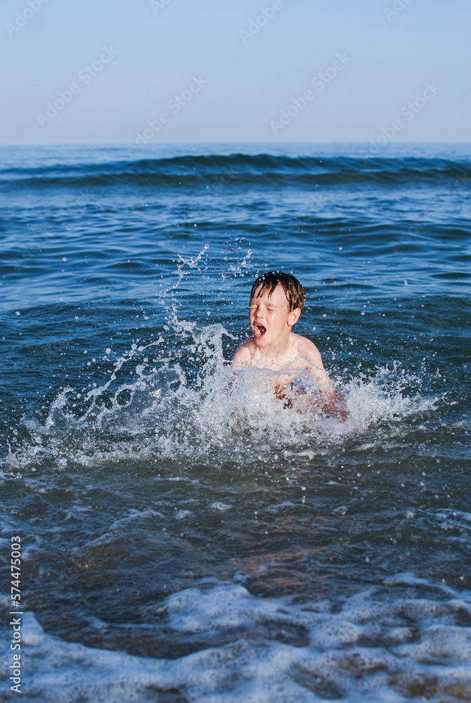 swim, learn to swim, child laughs, waves, splashes, ocean, danger on water swim, learn to swim, child laughs, waves, splashes, ocean, danger on water
