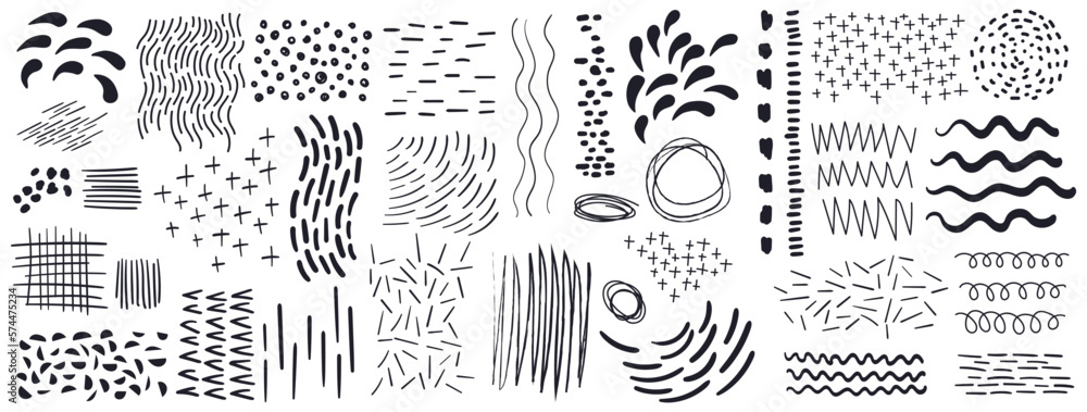 Obraz premium Set Abstract Elements handwork vector, lines and douts 