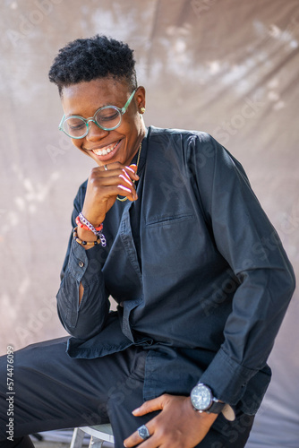 Portrait of a queer masculine black woman