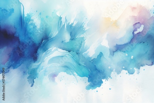 Blue Watercolor Background  Brush Strokes  Generative AI