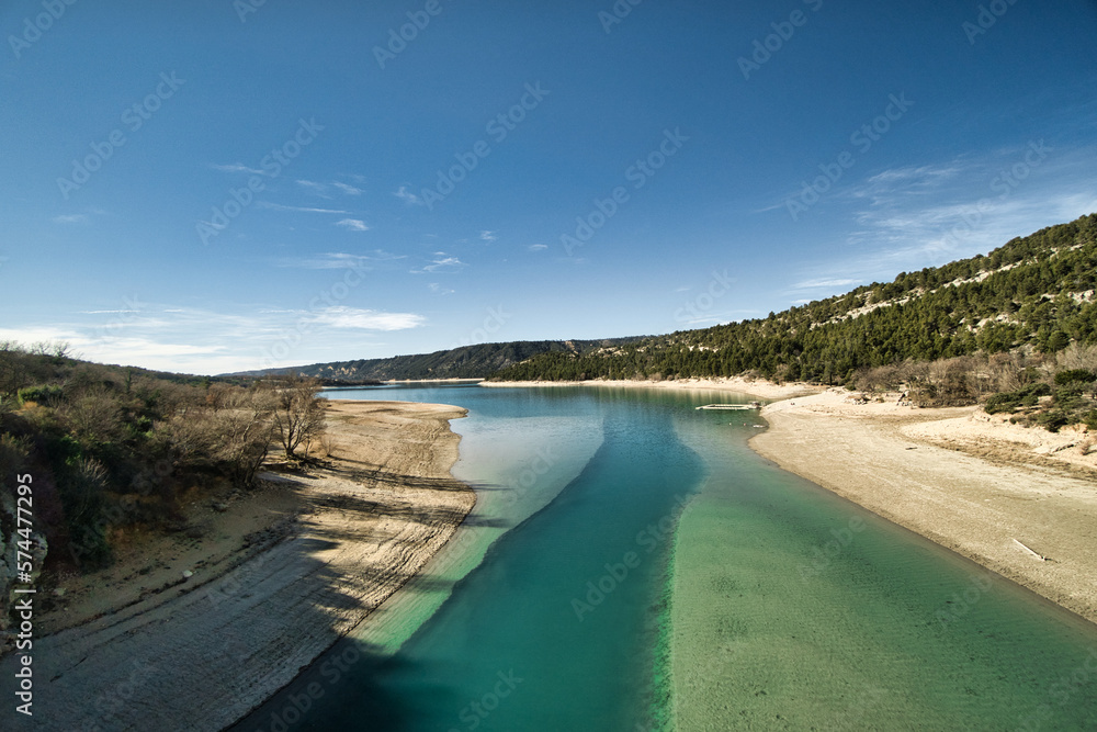 Lake of Sainte-Croix (Lac de Sainte-Croix, Gorges du Verdon) in the Provence-Alpes-Côte d'Azur region, France