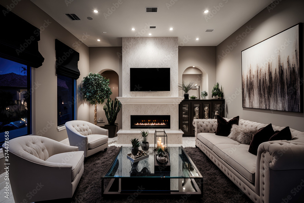 Modern 3d render of a contemporary living room interior Generative AI Modern 3d render of a contemporary living room interior Generative AI