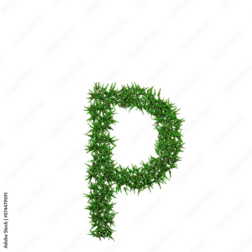 Upper letters of green grass alphabet isolated on white background. 3d illustration Upper letters of green grass alphabet isolated on white background. 3d illustration