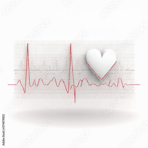 Haart shape and ekg chart over white vector