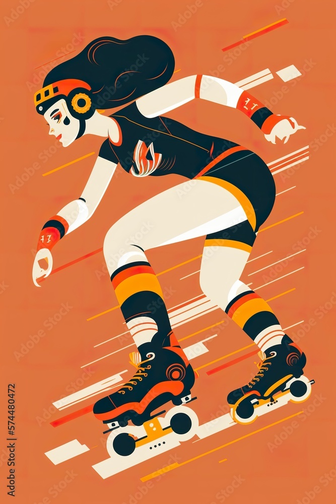 Illustration Raler Roller Derby sport illustration people exercising athletes health ...