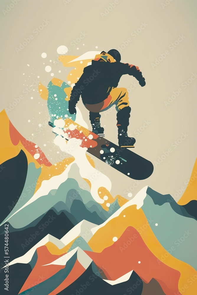 Simple Snowboard Graphics snowboarding sport illustration people exercising athletes health ...