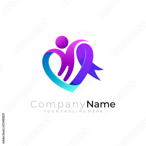 People care logo and love icon template, medical icon