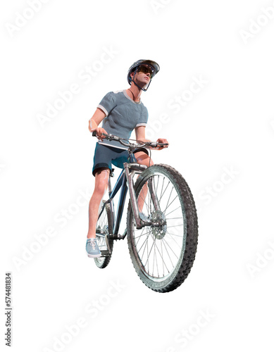 Fototapeta Naklejka Na Ścianę i Meble -  Athlete man cyclists with bicycle 3d render
