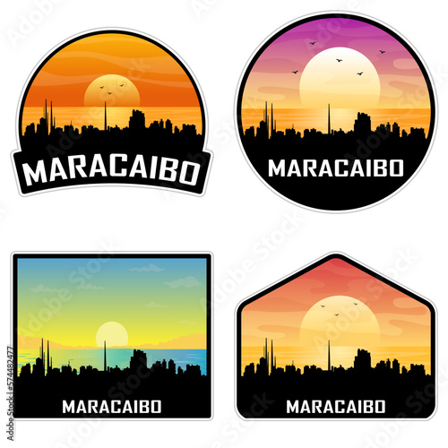 Maracaibo Venezuela Skyline Silhouette Retro Vintage Sunset Maracaibo Lover Travel Souvenir Sticker Vector Illustration SVG EPS AI photo
