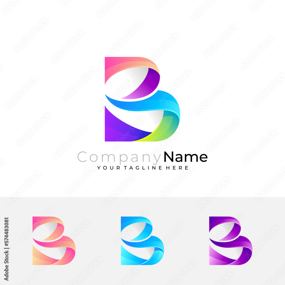 Symbol B logo design vector image, 3d style Symbol B logo design vector image, 3d style