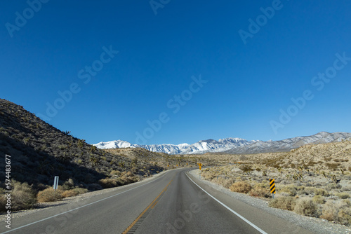 Road thru snow covered Spring Mountain National Recreation Area, Nevada