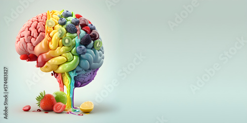 Blend Your Way to a Healthier Brain with The Brain Smoothie, Concept 3d Illustration photo