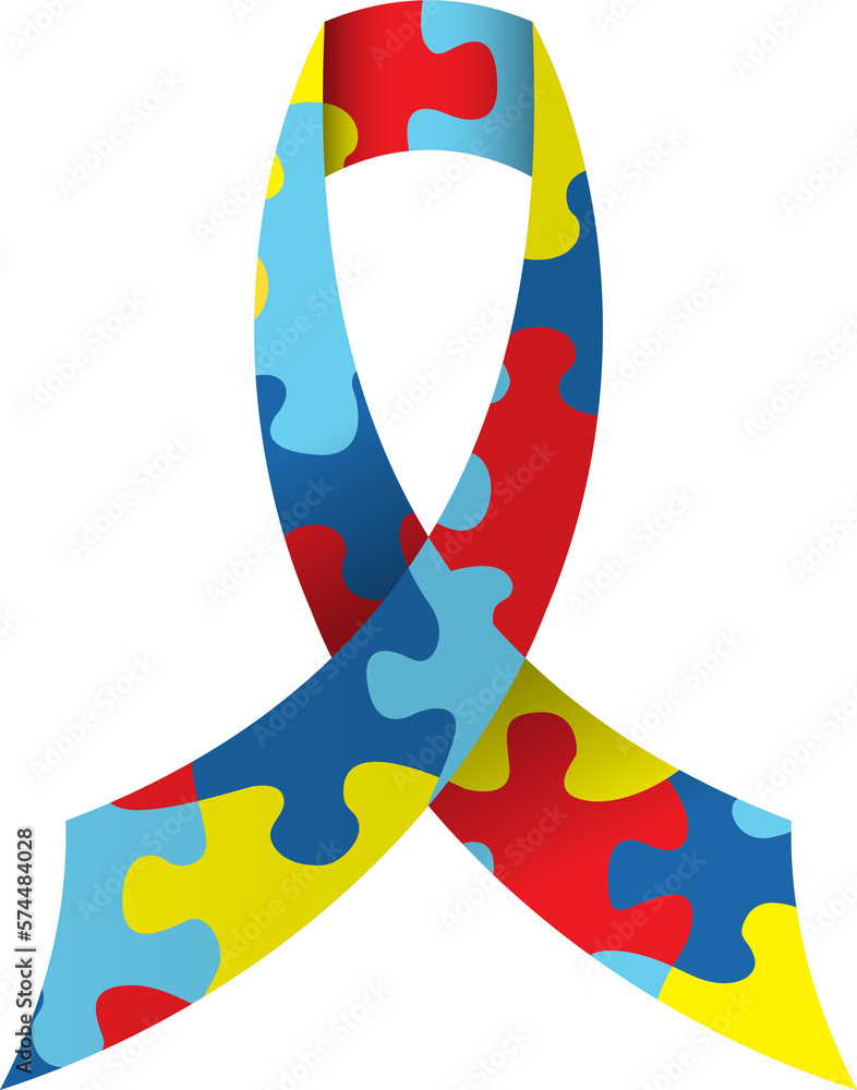 Autism Awareness Ribbon Isolated Illustration