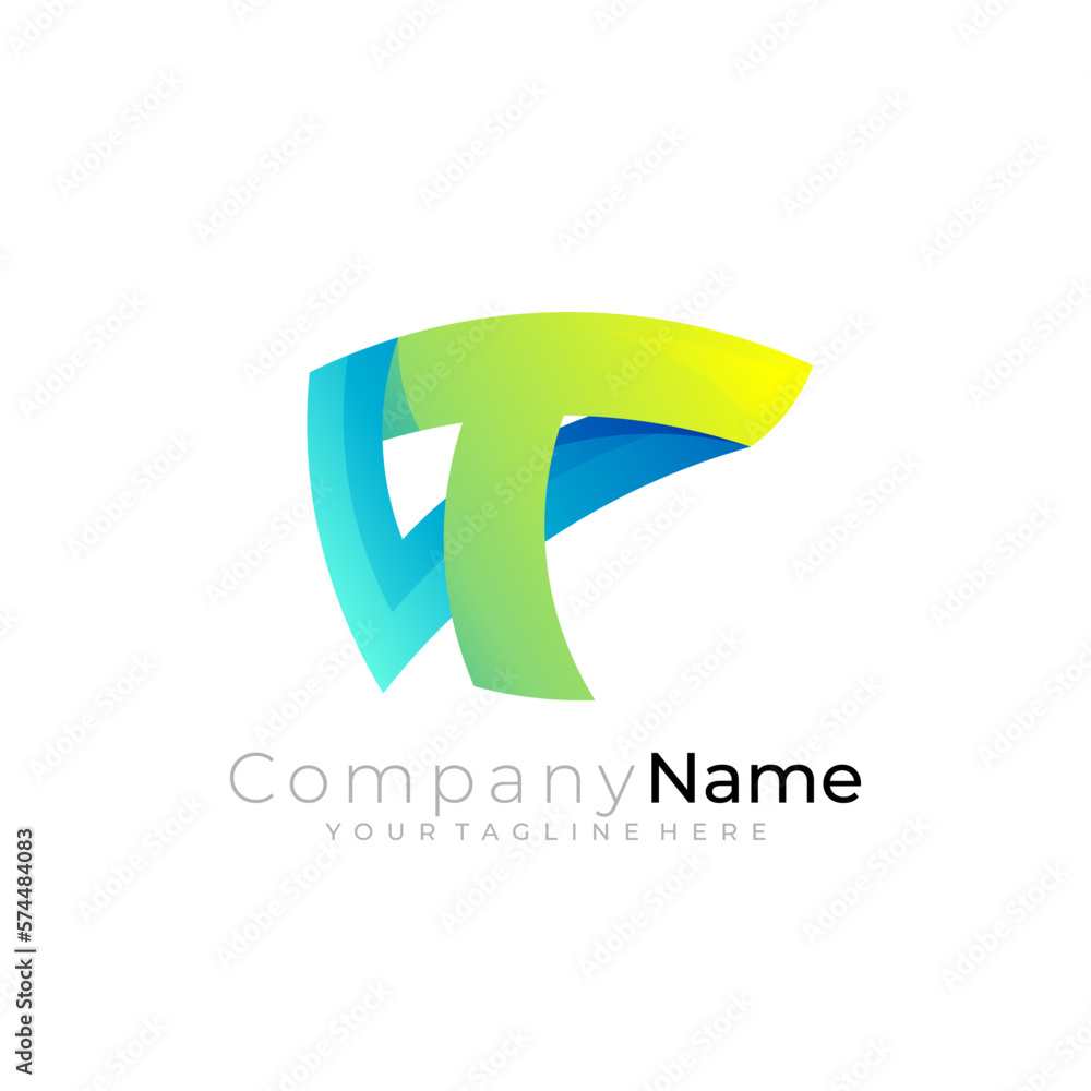 Letter T logo template, simple design vector