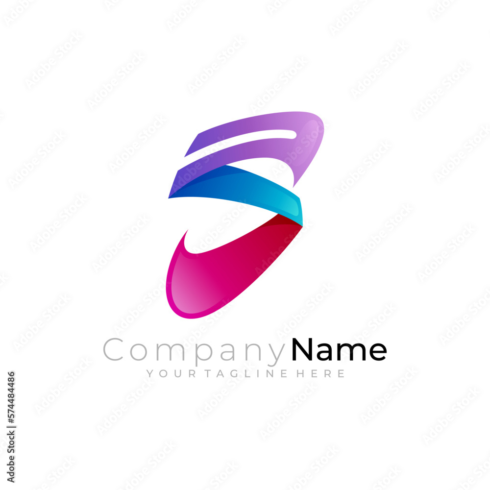 Simple letter S logo with 3d colorful design, business icons Simple letter S logo with 3d colorful design, business icons
