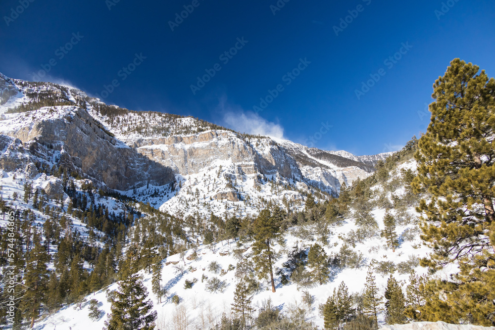 Snow covered mountain at Spring Mountain National Recreation Area, Nevada