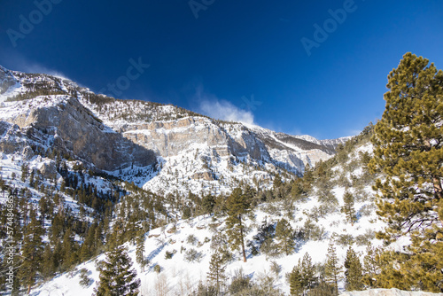 Snow covered mountain at Spring Mountain National Recreation Area, Nevada